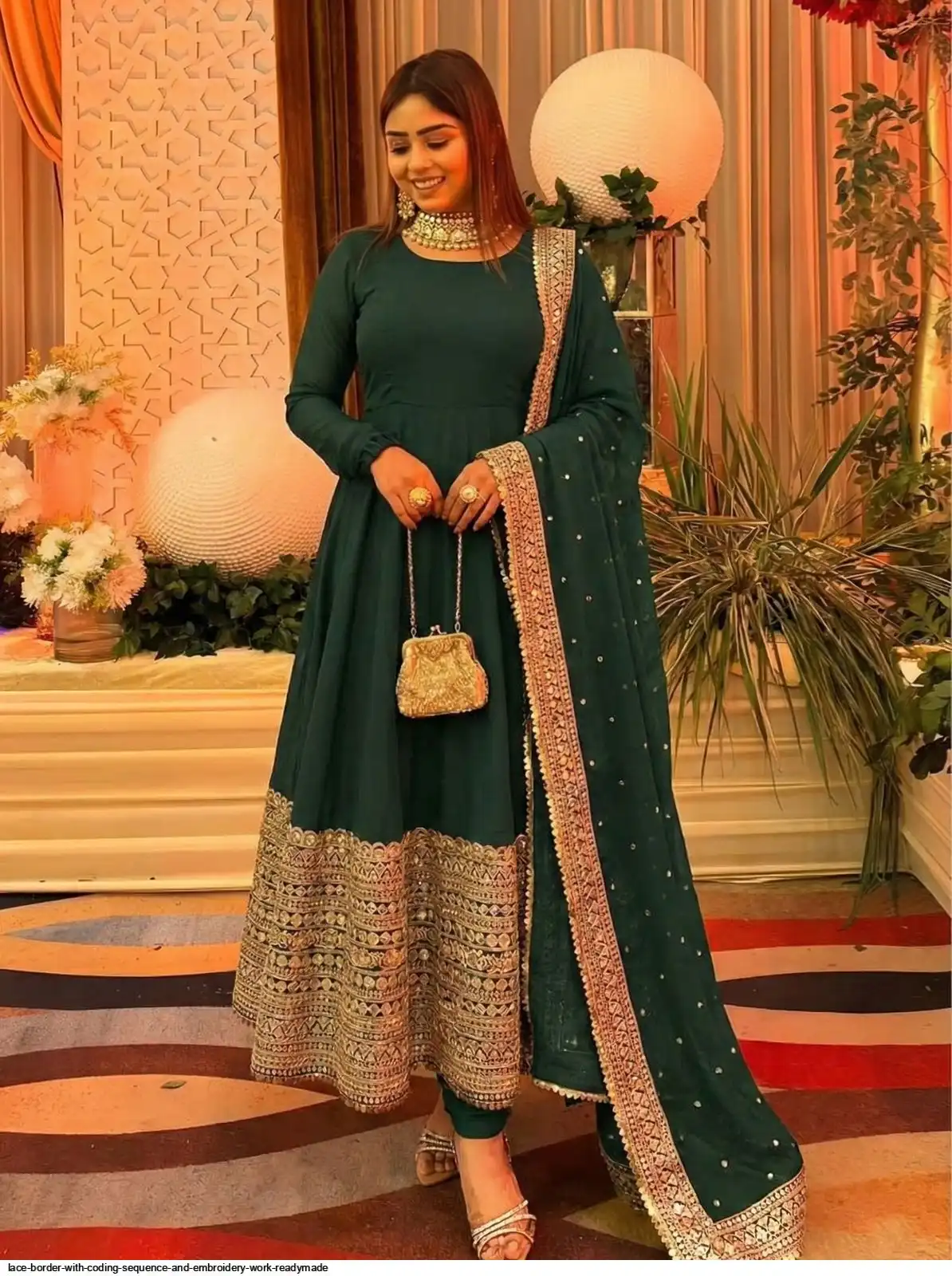 LACE BORDER WITH CODING SEQUENCE AND EMBROIDERY WORK READYMADE C
