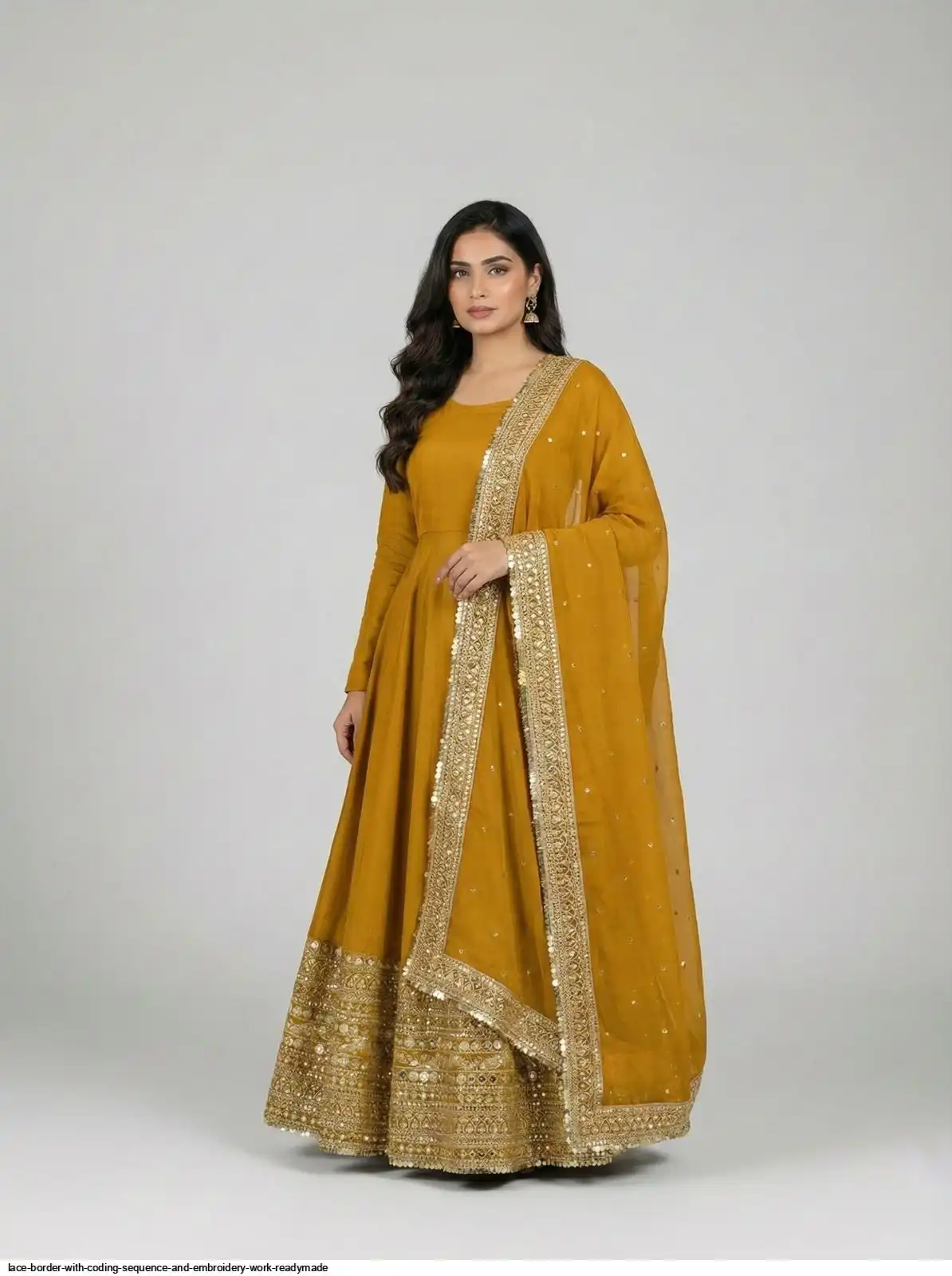 LACE BORDER WITH CODING SEQUENCE AND EMBROIDERY WORK READYMADE B