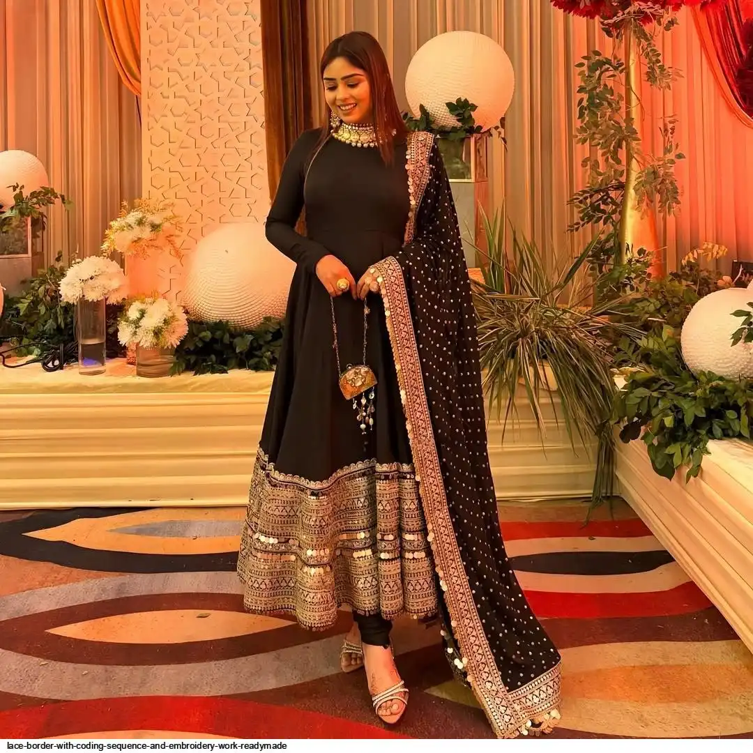LACE BORDER WITH CODING SEQUENCE AND EMBROIDERY WORK READYMADE D