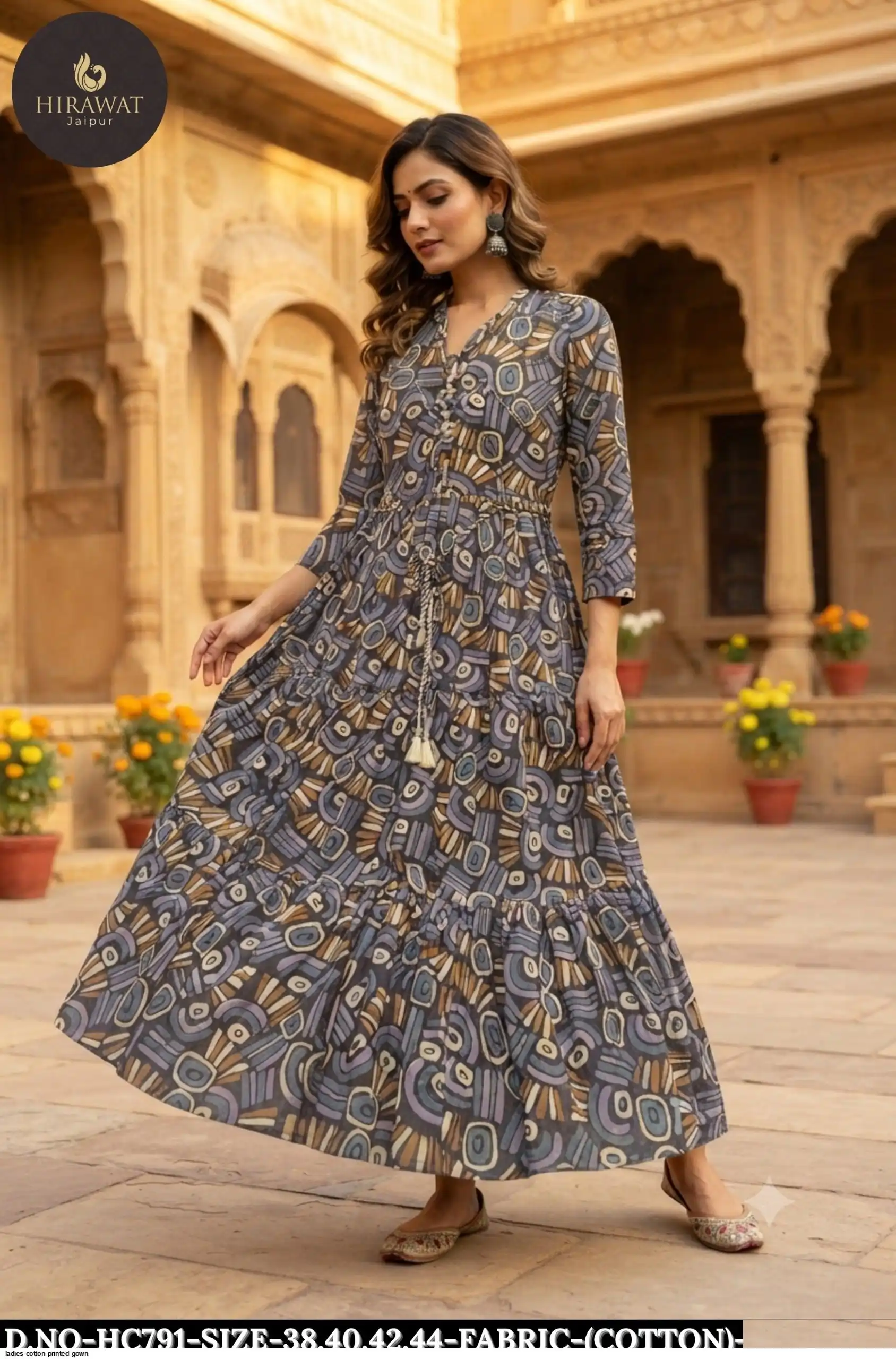 LADIES COTTON PRINTED GOWN D