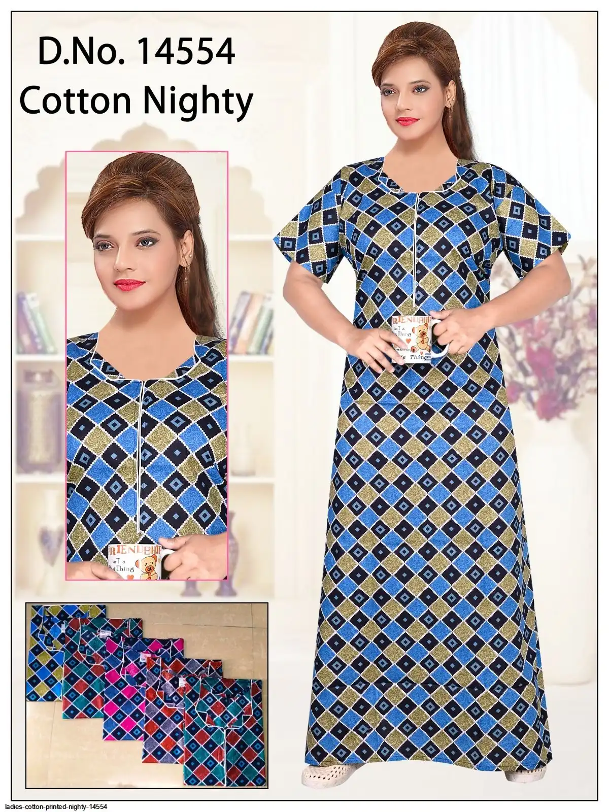 Cotton Printed Nighty | Wholesale Ladies Nightwear India