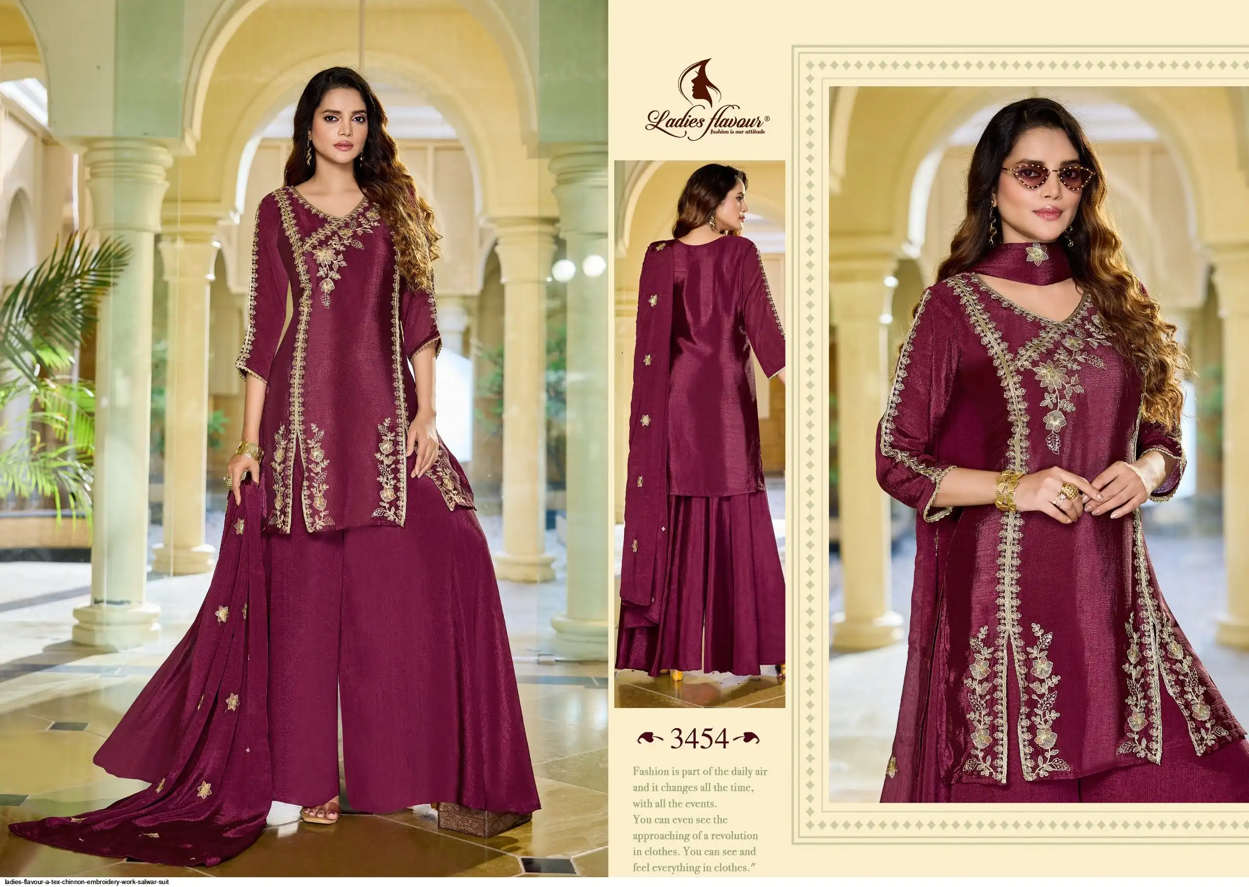 LADIES FLAVOUR A TEX CHINNON EMBROIDERY WORK SALWAR SUIT 3454