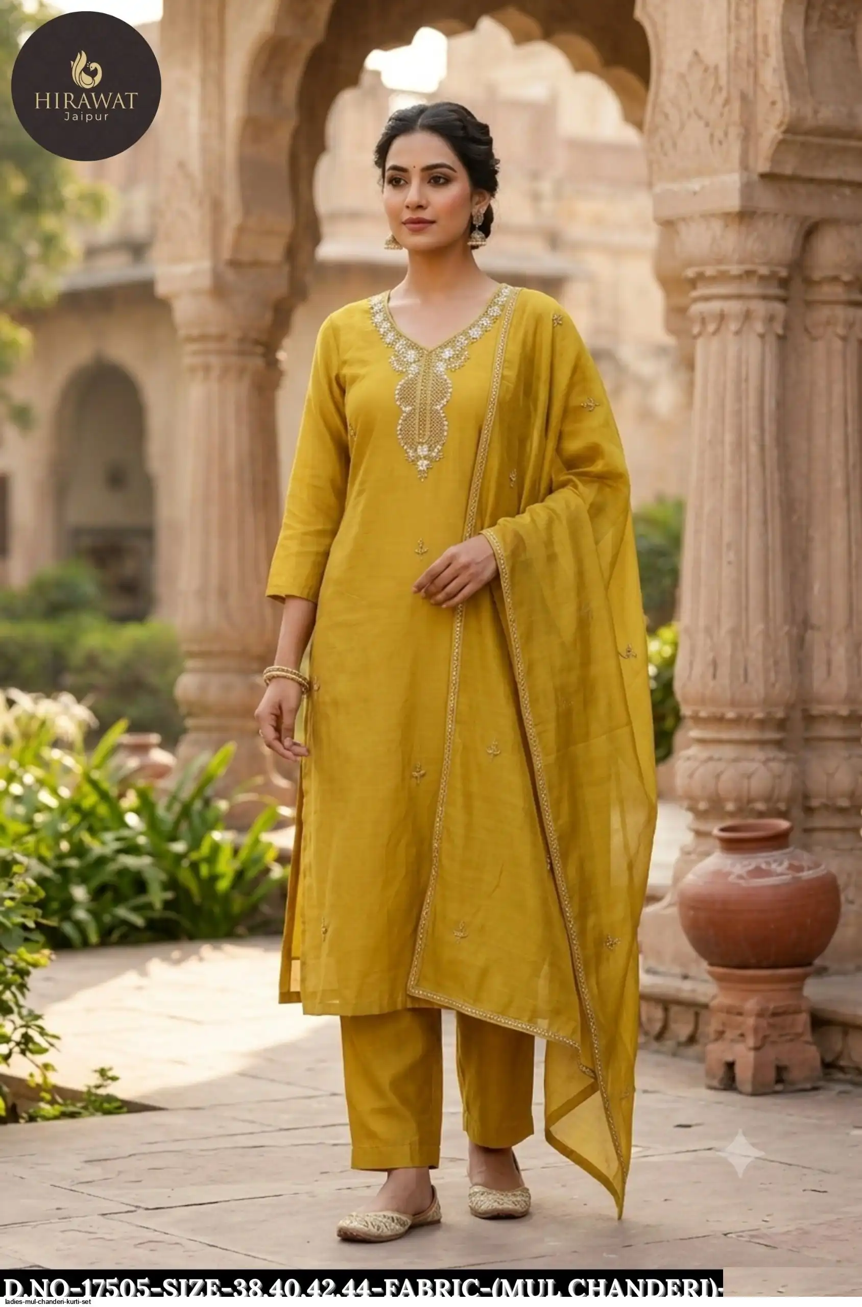 LADIES MUL CHANDERI KURTI SET B