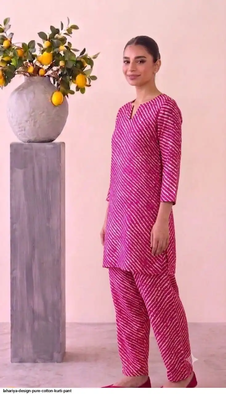 LAHARIYA DESIGN PURE COTTON KURTI PANT A