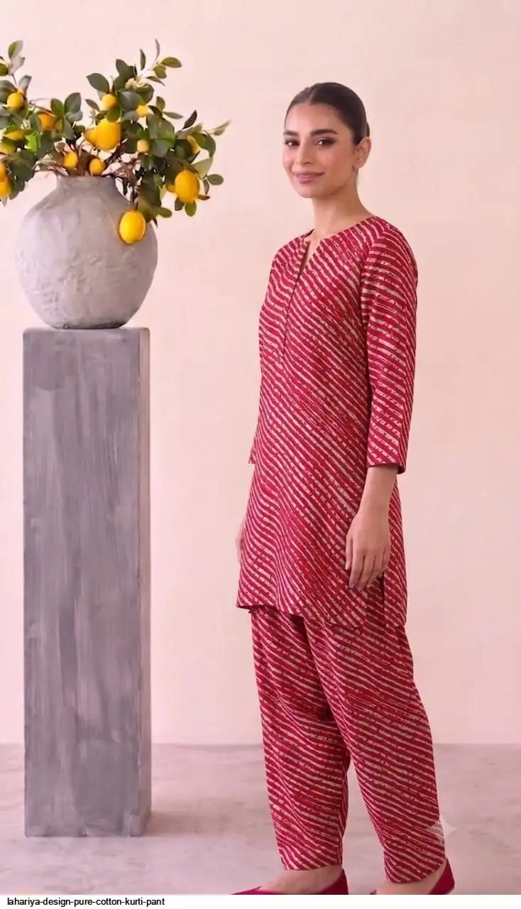 LAHARIYA DESIGN PURE COTTON KURTI PANT C