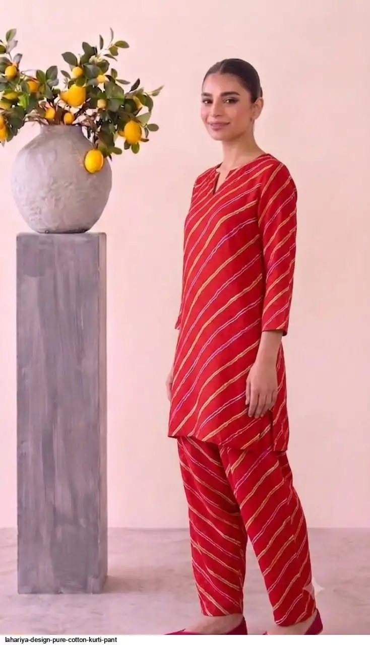 LAHARIYA DESIGN PURE COTTON KURTI PANT F