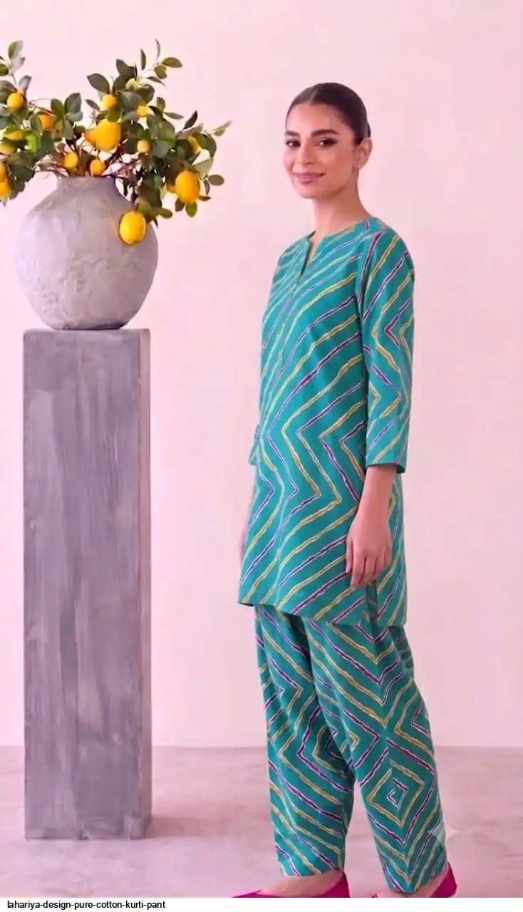 LAHARIYA DESIGN PURE COTTON KURTI PANT H