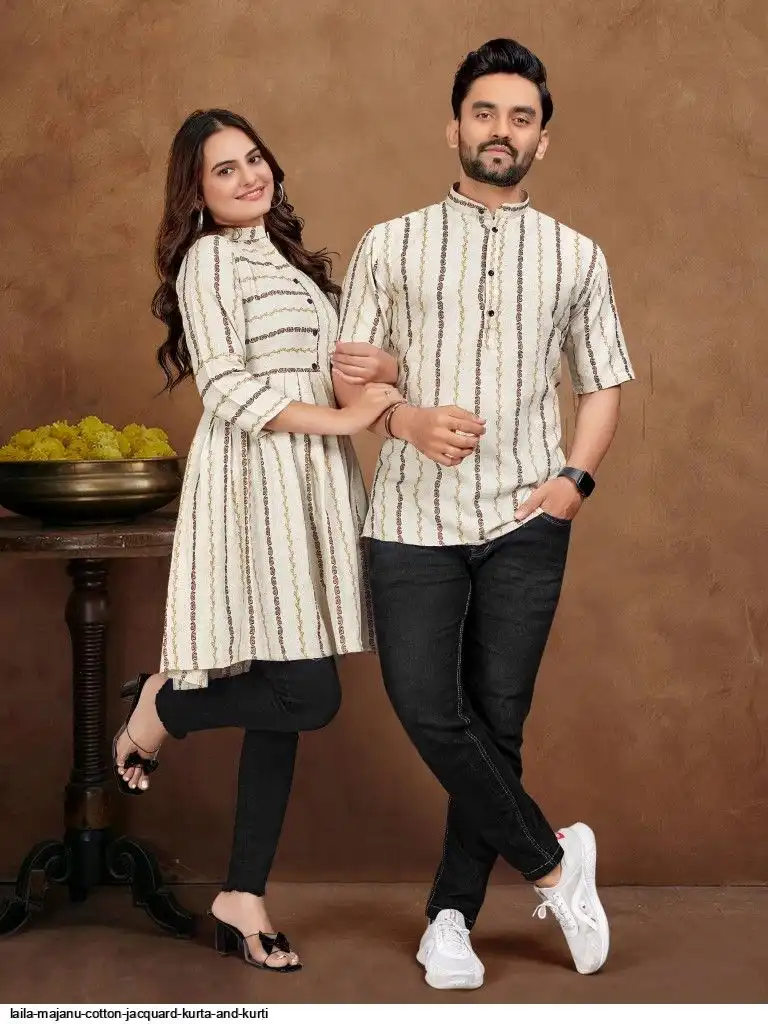 LAILA MAJANU COTTON JACQUARD KURTA AND KURTI A