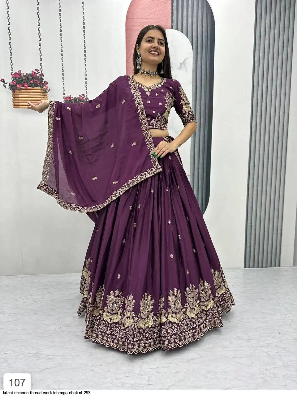 LATEST CHINNON THREAD WORK LEHENGA CHOLI NF 293 B