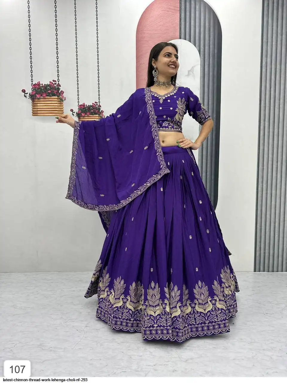 LATEST CHINNON THREAD WORK LEHENGA CHOLI NF 293 A