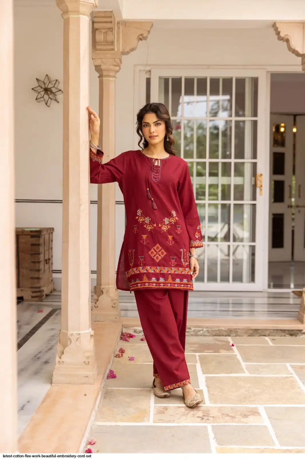 LATEST COTTON FLEX WORK BEAUTIFUL EMBROIDERY CORD SET A