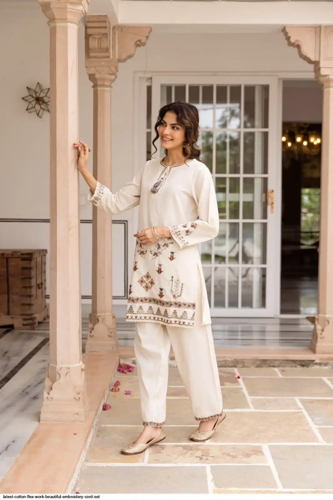 LATEST COTTON FLEX WORK BEAUTIFUL EMBROIDERY CORD SET C