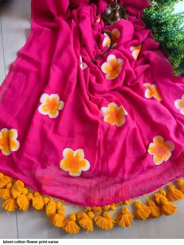 LATEST COTTON FLOWER PRINT SAREE I