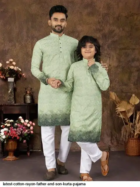 LATEST COTTON RAYON FATHER AND SON KURTA PAJAMA A