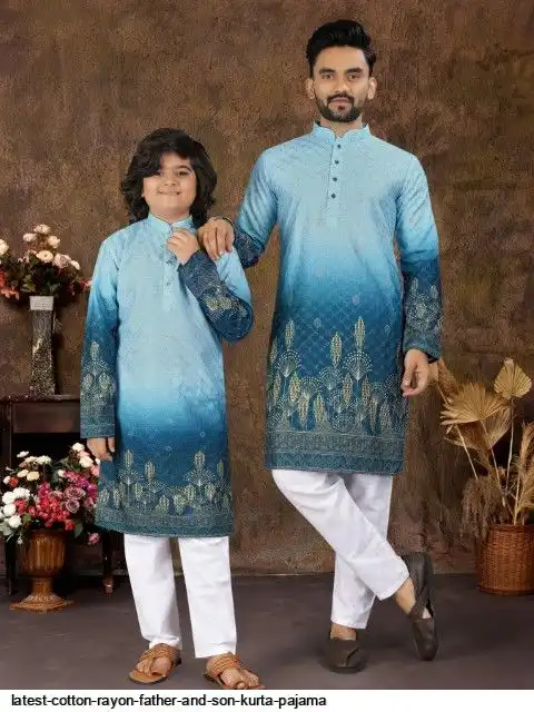 LATEST COTTON RAYON FATHER AND SON KURTA PAJAMA C