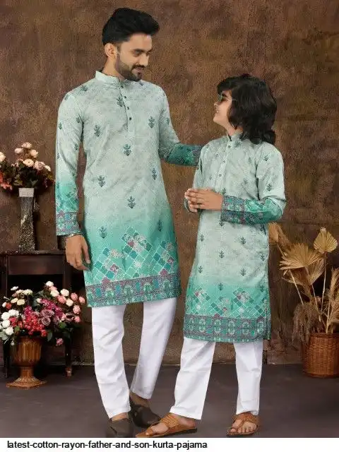 LATEST COTTON RAYON FATHER AND SON KURTA PAJAMA B