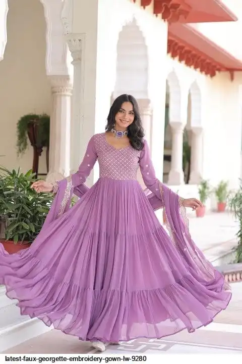 LATEST FAUX GEORGETTE EMBROIDERY GOWN LW 9280 A