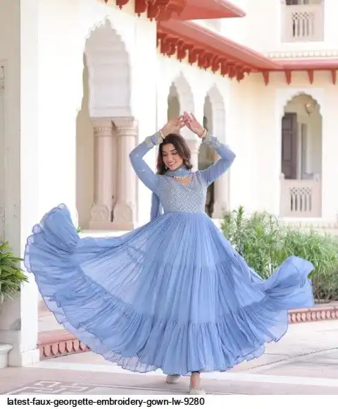 LATEST FAUX GEORGETTE EMBROIDERY GOWN LW 9280 B