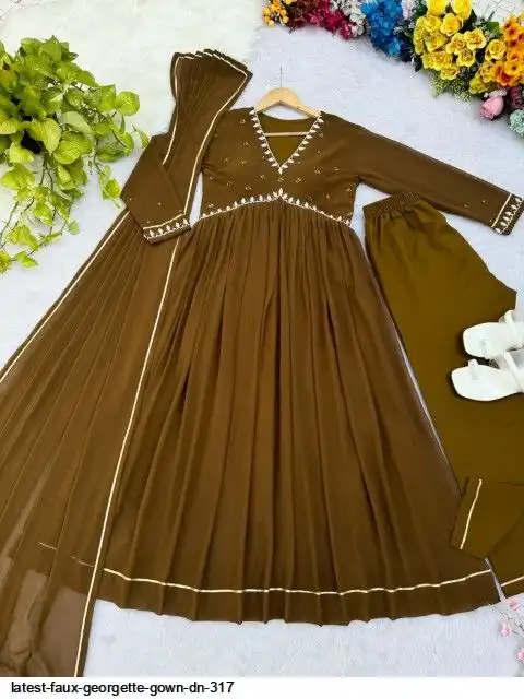 LATEST FAUX GEORGETTE GOWN DN 317 D