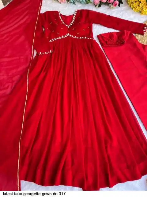 LATEST FAUX GEORGETTE GOWN DN 317 A