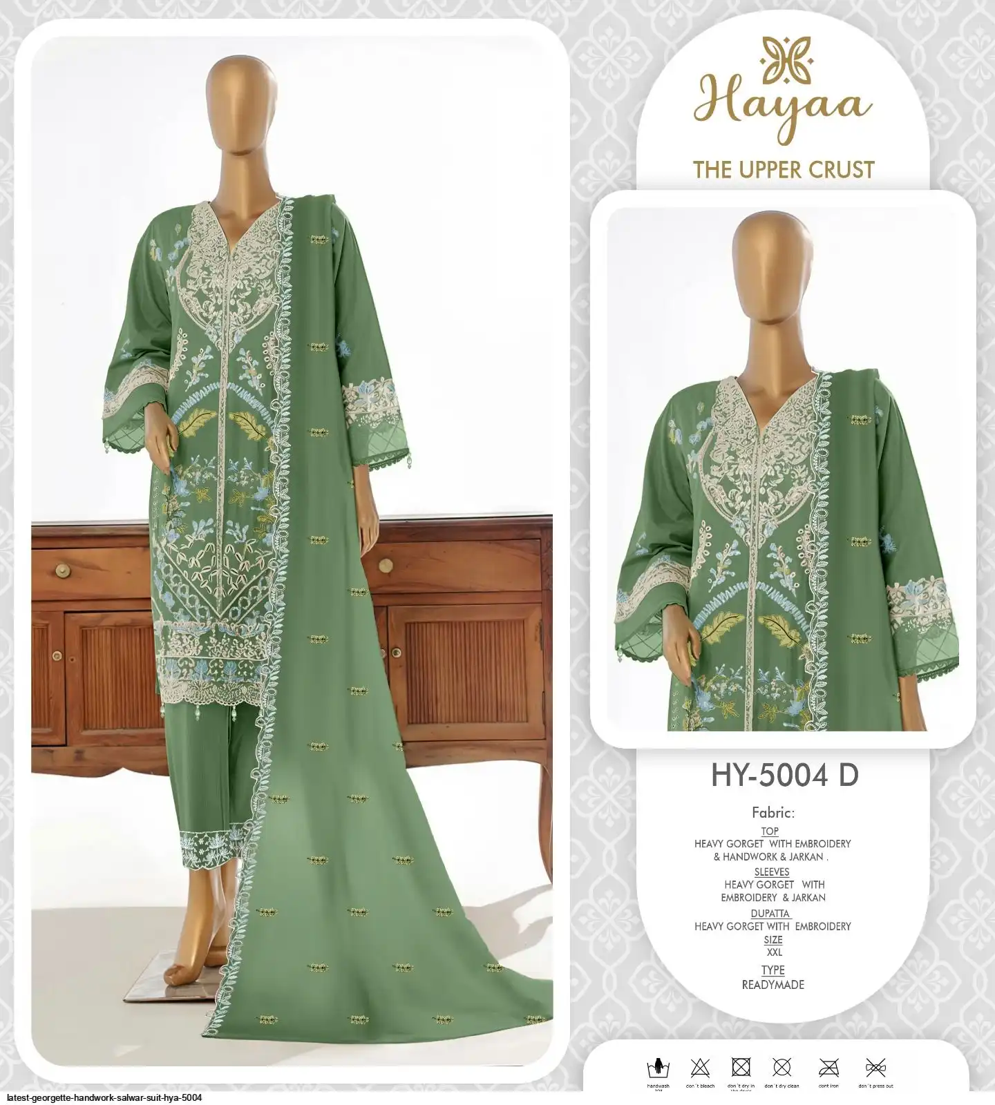 LATEST GEORGETTE HANDWORK SALWAR SUIT HYA 5004 D