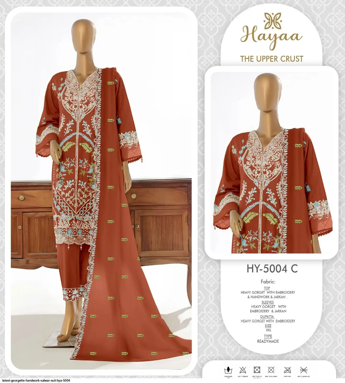 LATEST GEORGETTE HANDWORK SALWAR SUIT HYA 5004 C