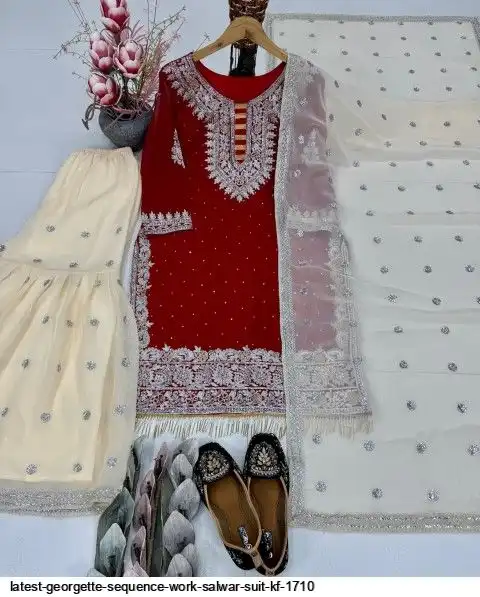 LATEST GEORGETTE SEQUENCE WORK SALWAR SUIT KF 1710 A
