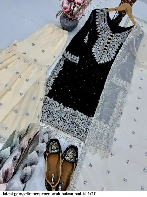 LATEST GEORGETTE SEQUENCE WORK SALWAR SUIT KF 1710 B