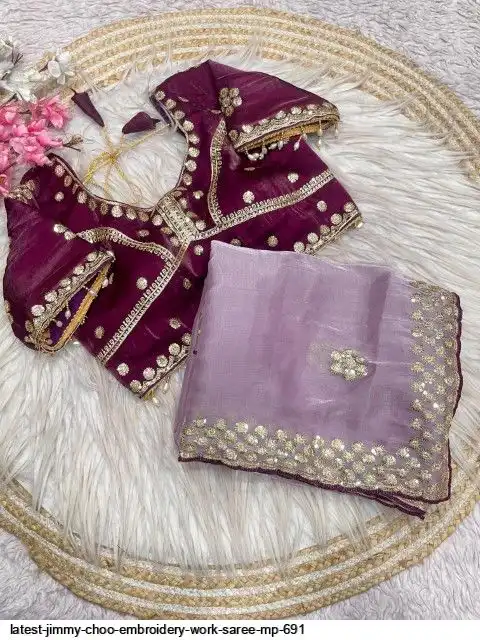 LATEST JIMMY CHOO EMBROIDERY WORK SAREE MP 691 C