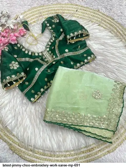 LATEST JIMMY CHOO EMBROIDERY WORK SAREE MP 691 E