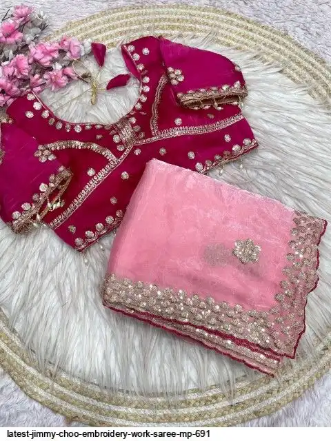 LATEST JIMMY CHOO EMBROIDERY WORK SAREE MP 691 D