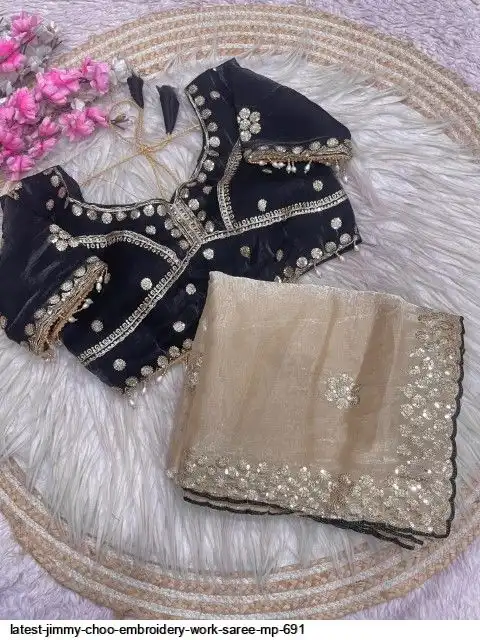LATEST JIMMY CHOO EMBROIDERY WORK SAREE MP 691 A
