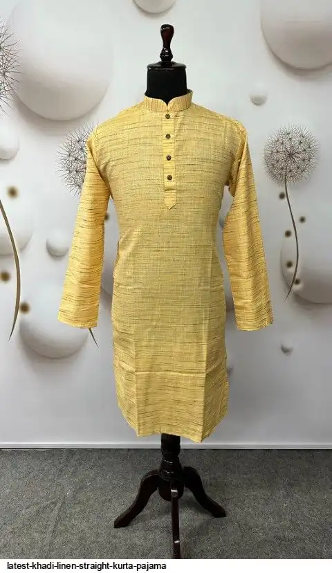 LATEST KHADI LINEN STRAIGHT KURTA PAJAMA B