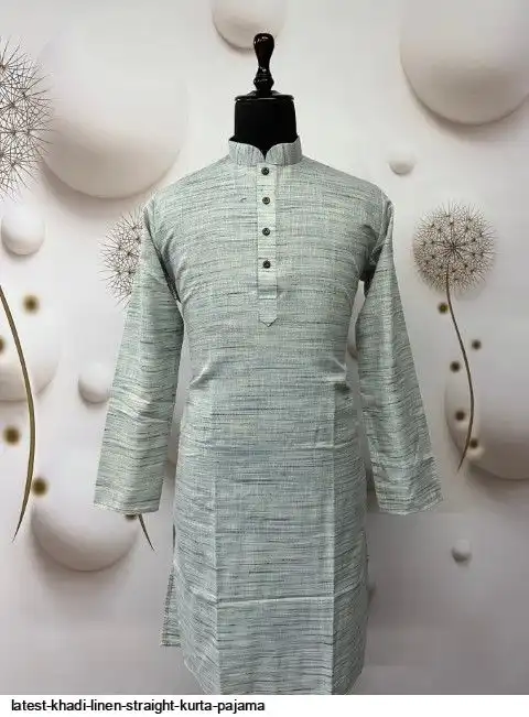 LATEST KHADI LINEN STRAIGHT KURTA PAJAMA A