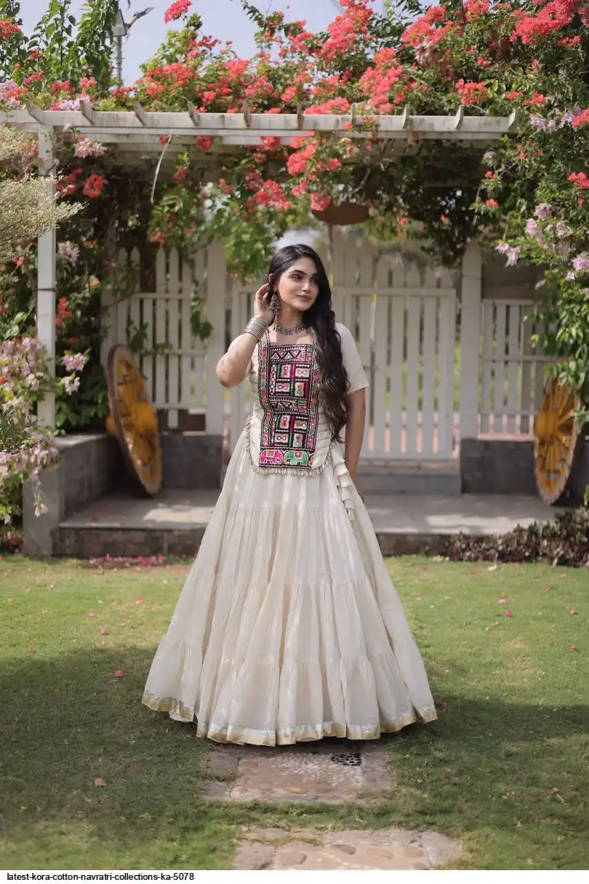 LATEST KORA COTTON NAVRATRI COLLECTIONS KA 5078 B