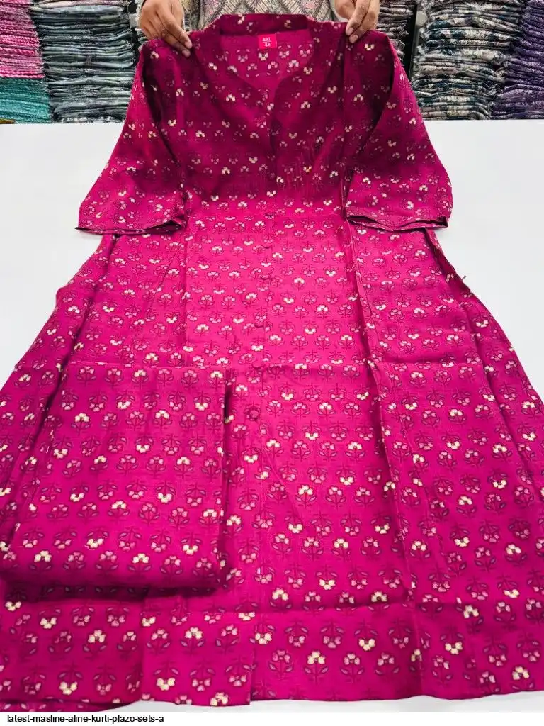 LATEST MASLINE ALINE KURTI PLAZO SETS A