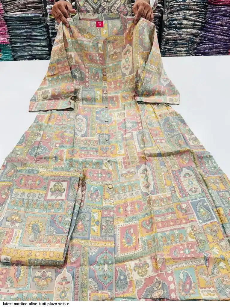 LATEST MASLINE ALINE KURTI PLAZO SETS E