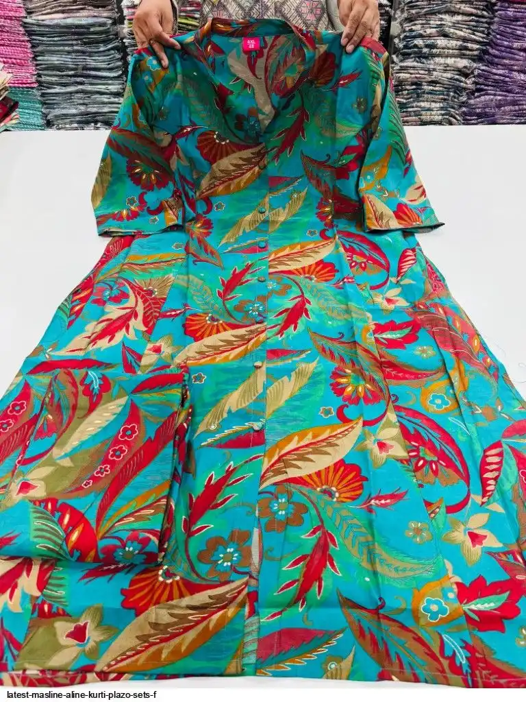 LATEST MASLINE ALINE KURTI PLAZO SETS F