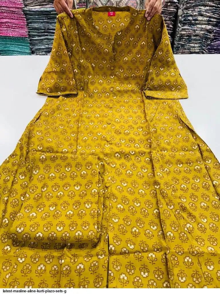 LATEST MASLINE ALINE KURTI PLAZO SETS G