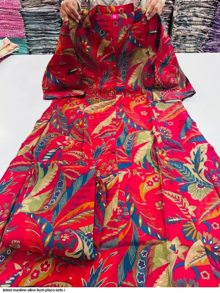 LATEST MASLINE ALINE KURTI PLAZO SETS I