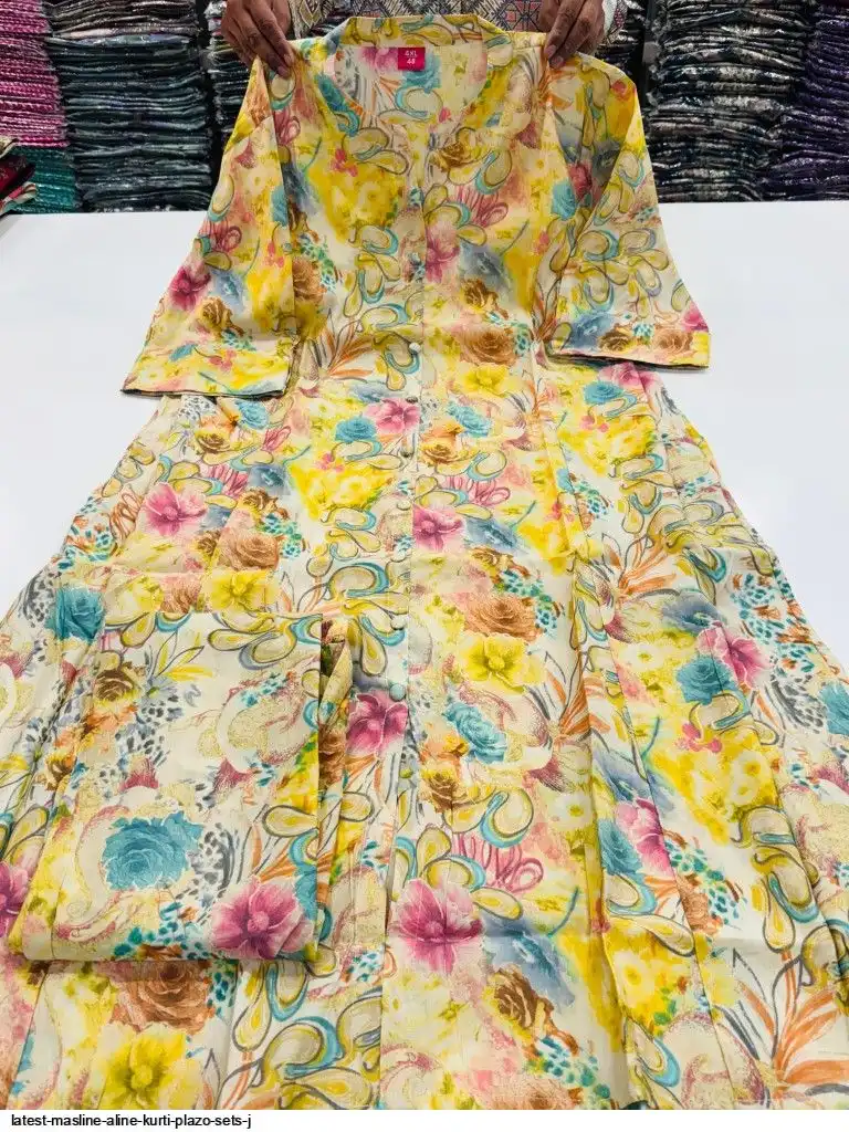 LATEST MASLINE ALINE KURTI PLAZO SETS J