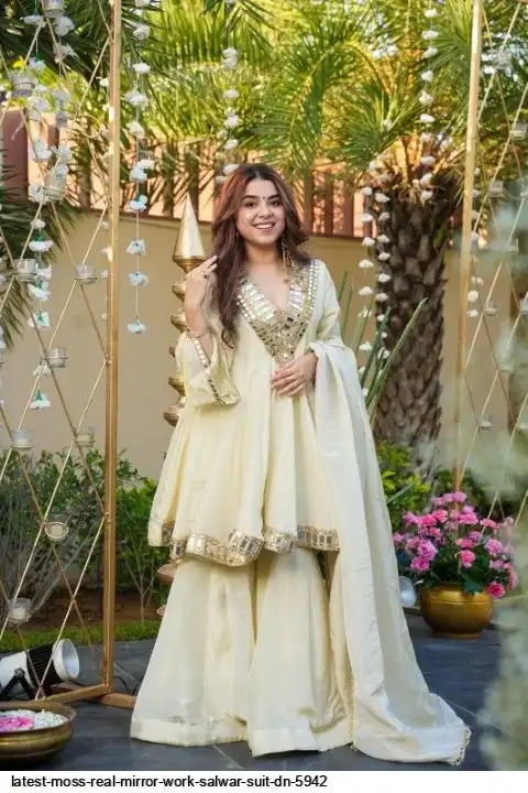 LATEST MOSS REAL MIRROR WORK SALWAR SUIT DN 5942 A