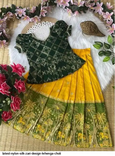 LATEST NYLON SILK ZARI DESIGN LEHENGA CHOLI B