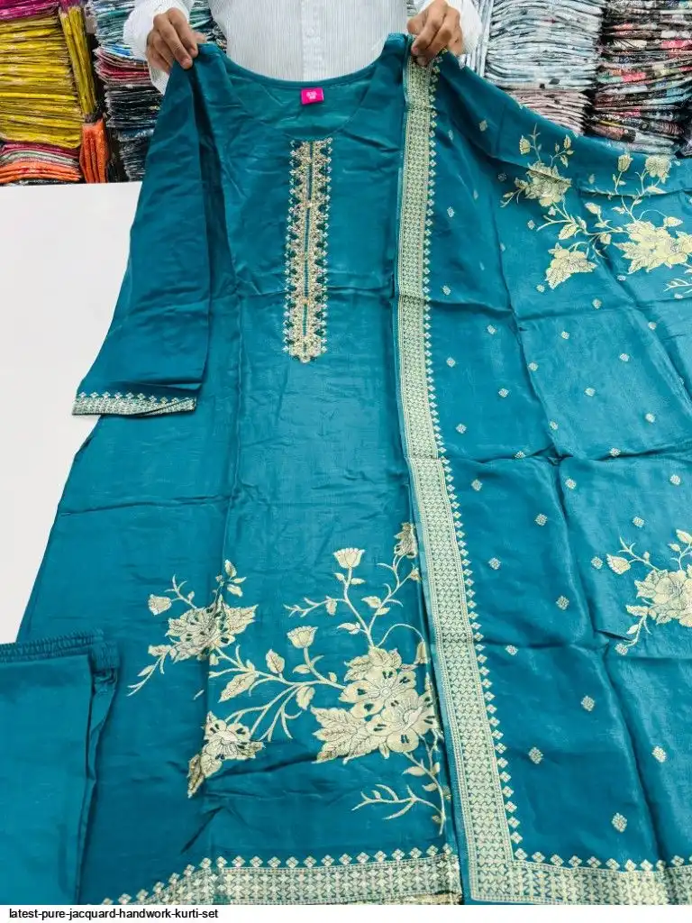 LATEST PURE JACQUARD HANDWORK KURTI SET