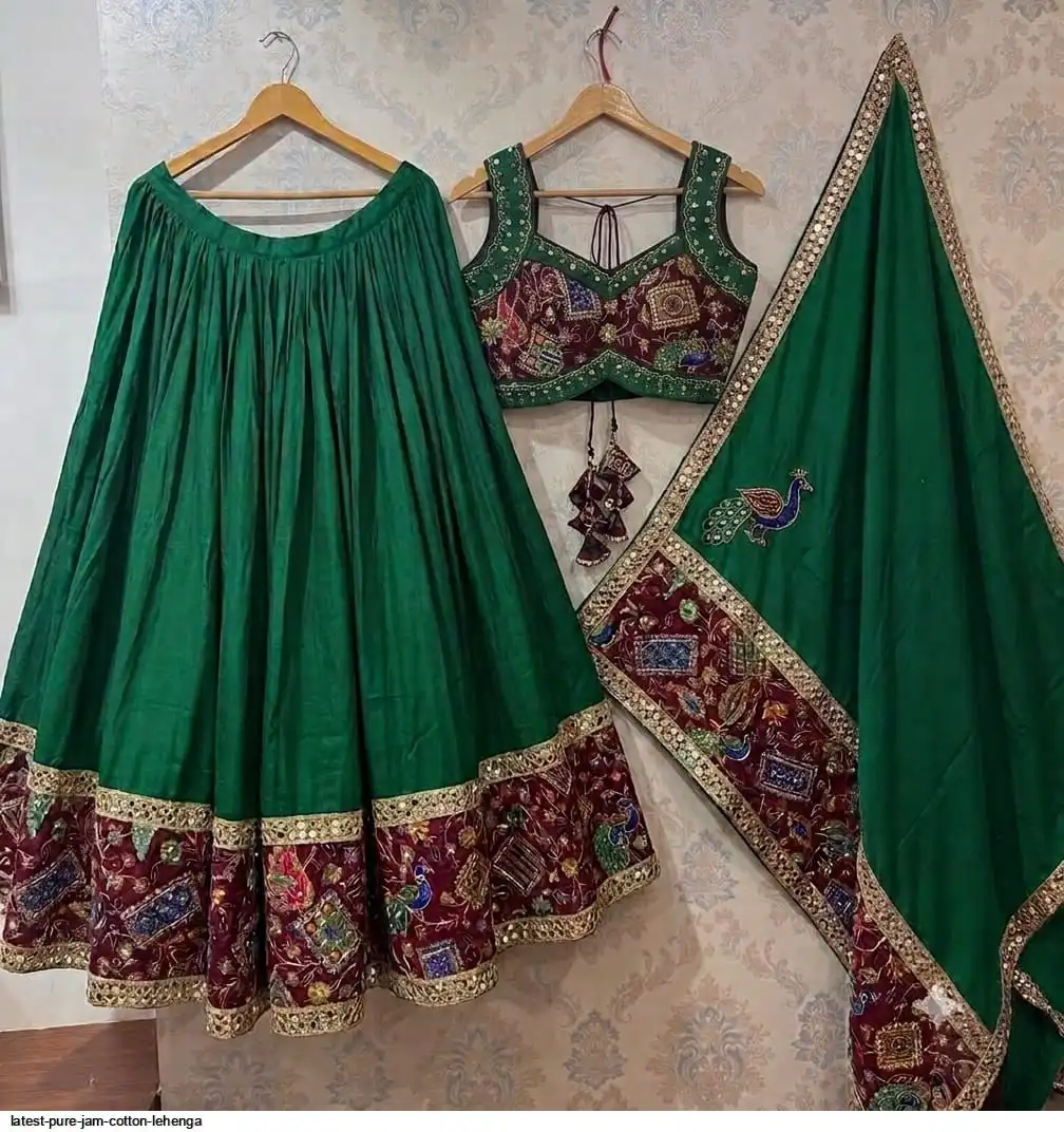 LATEST PURE JAM COTTON LEHENGA 2