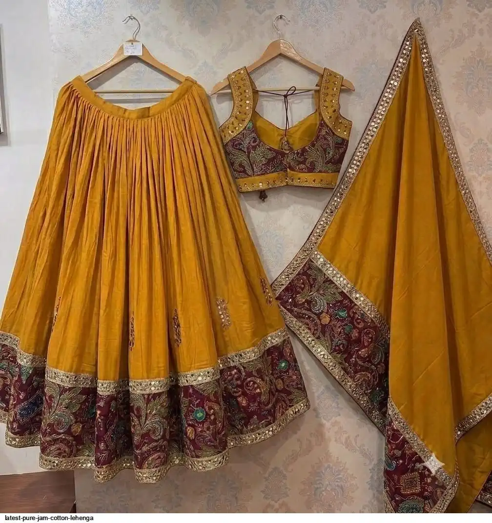 LATEST PURE JAM COTTON LEHENGA 3