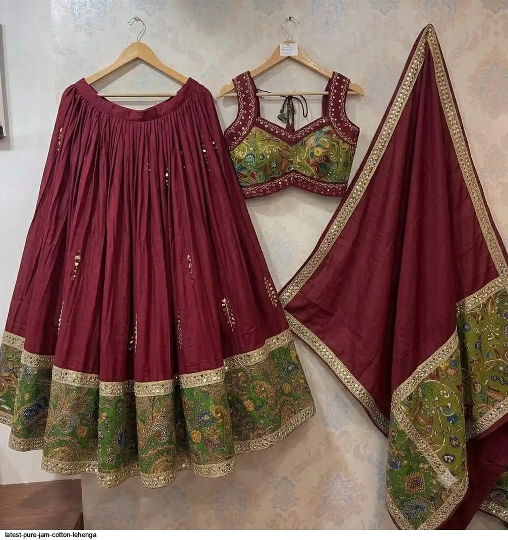 LATEST PURE JAM COTTON LEHENGA 4