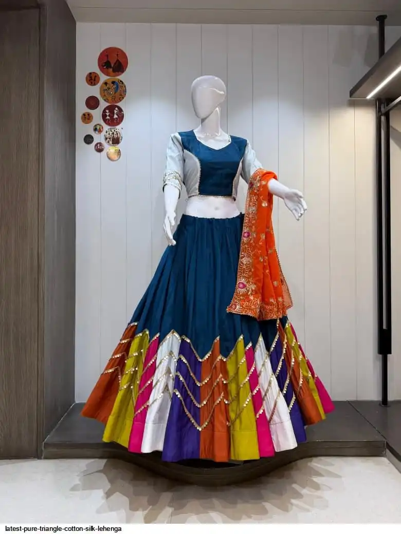 LATEST PURE TRIANGLE COTTON SILK LEHENGA 4
