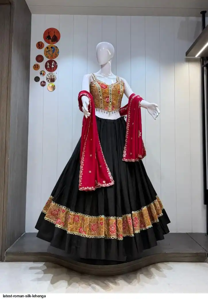 LATEST ROMAN SILK LEHENGA 3