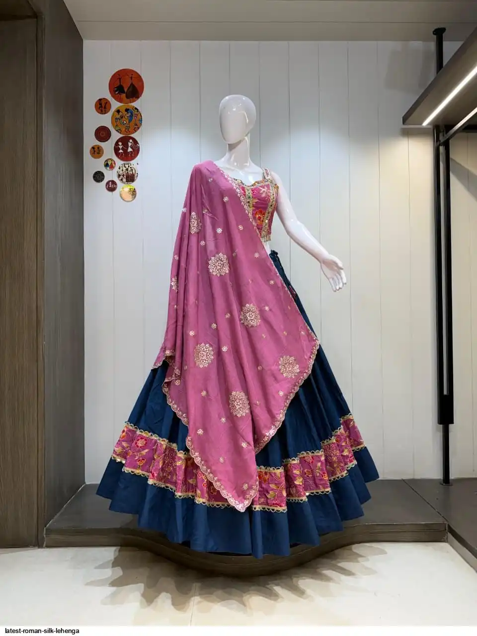 LATEST ROMAN SILK LEHENGA 2